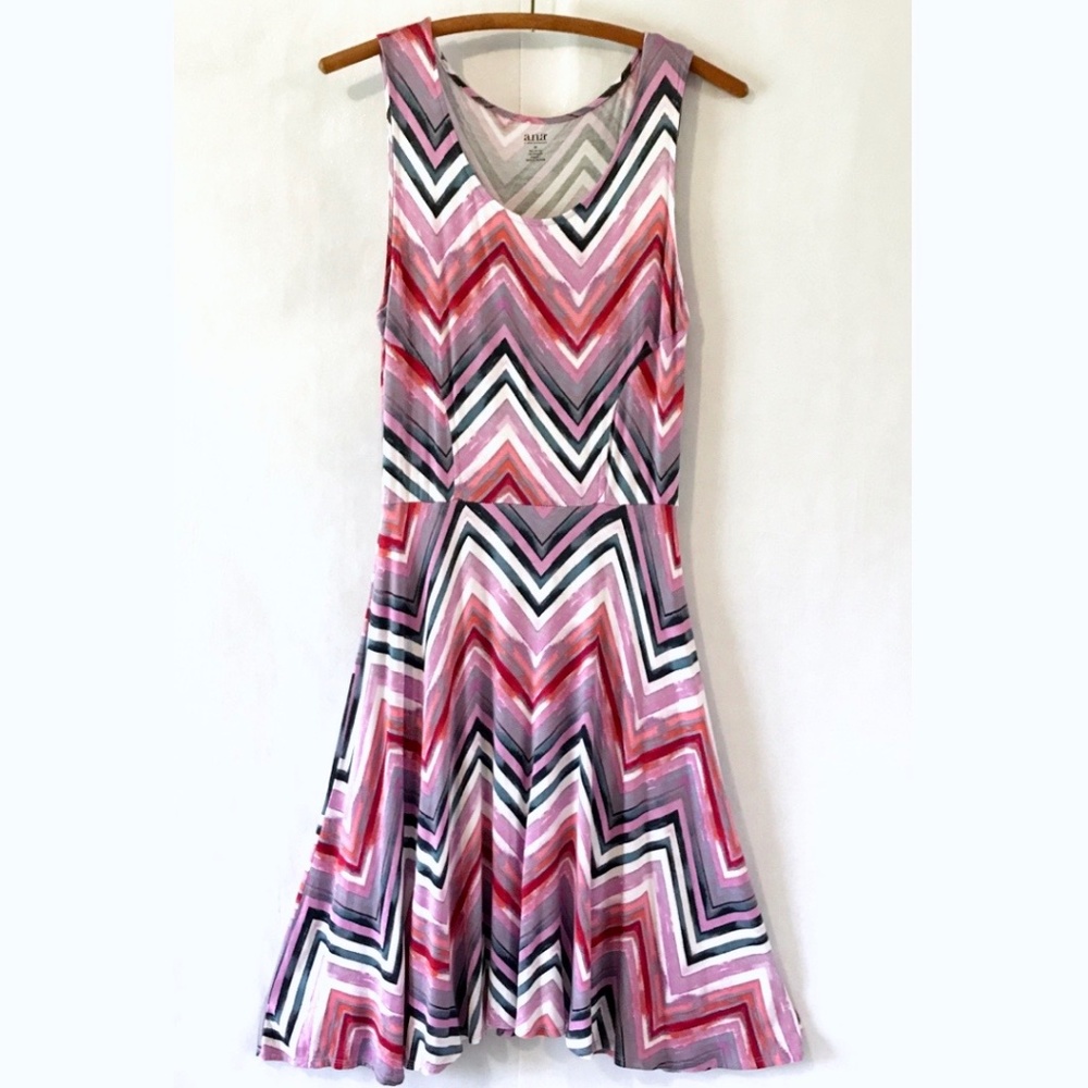 3/$15 a.n.a. Chevron Multi-Color Tank Knit Dress